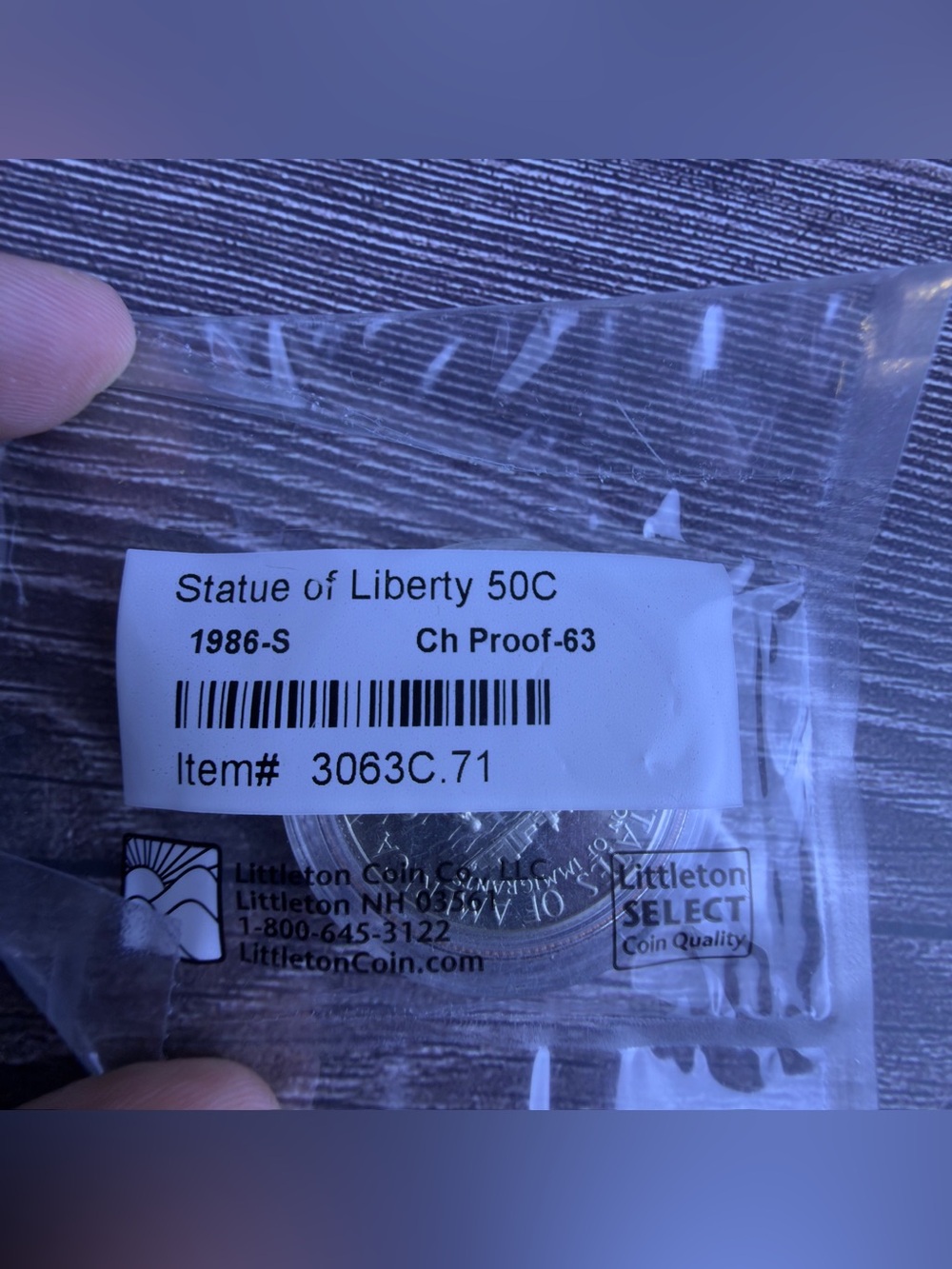 1986-S Statue of Liberty Proof Half Dollar 50C Littleton Ch Proof-63